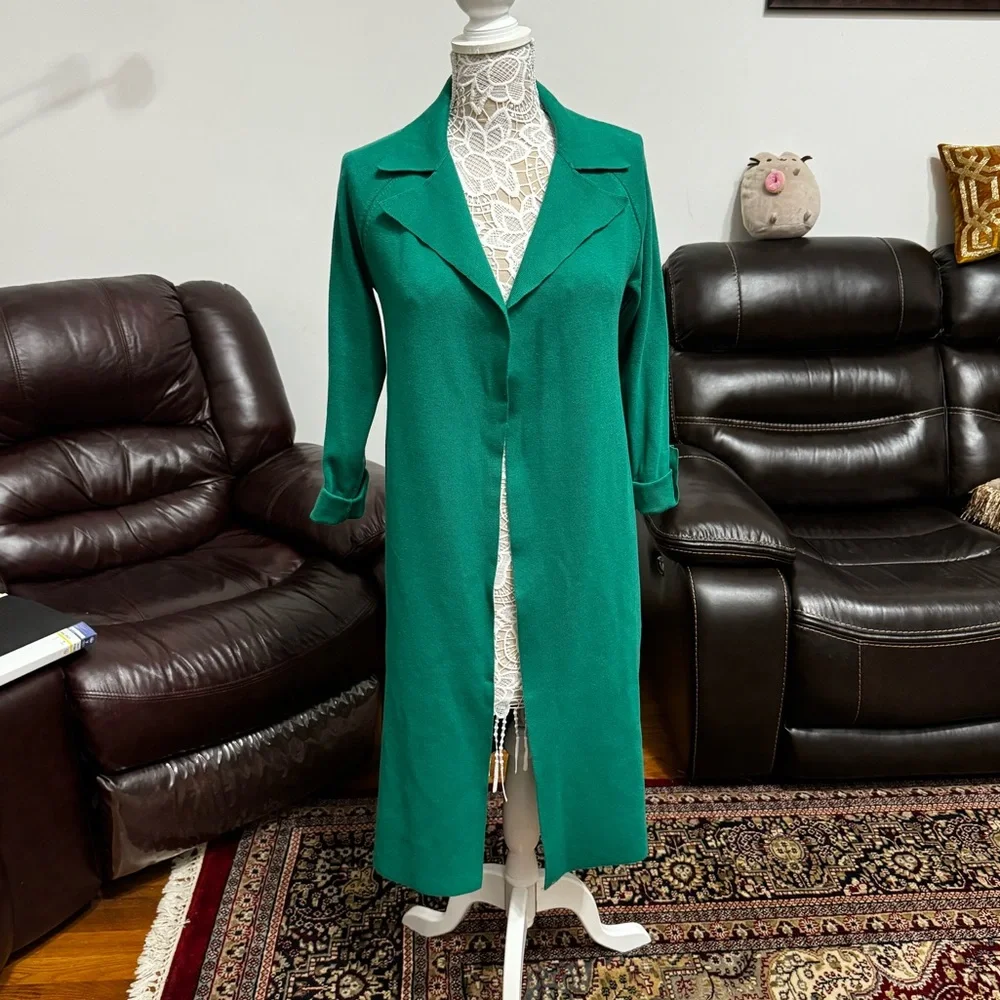 Ann Taylor cotton blend duster, vibrant green, new w tags. Size xs. - Picture 1 of 7